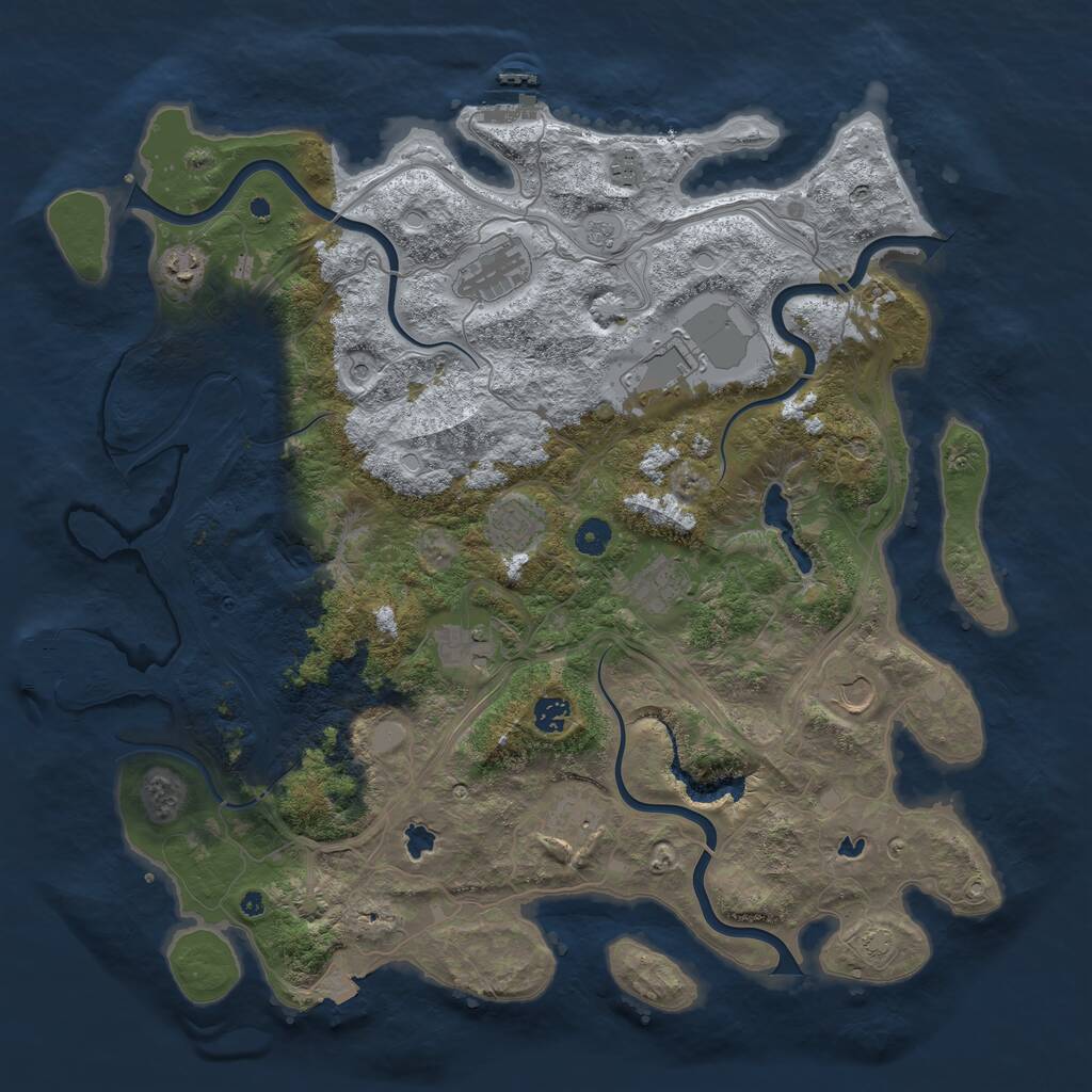 Rust Map: Procedural Map, Size: 4500, Seed: 63563819, 16 Monuments
