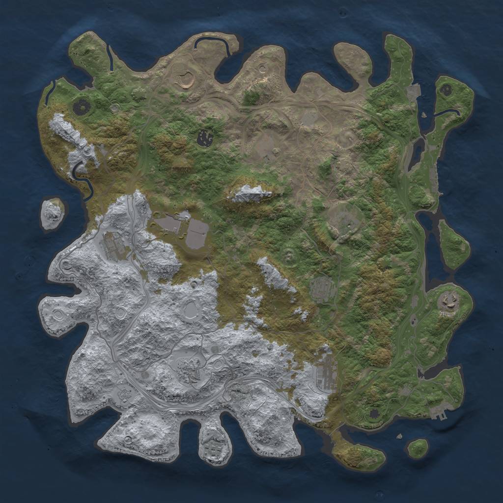 Rust Map: Procedural Map, Size: 4500, Seed: 629172, 19 Monuments