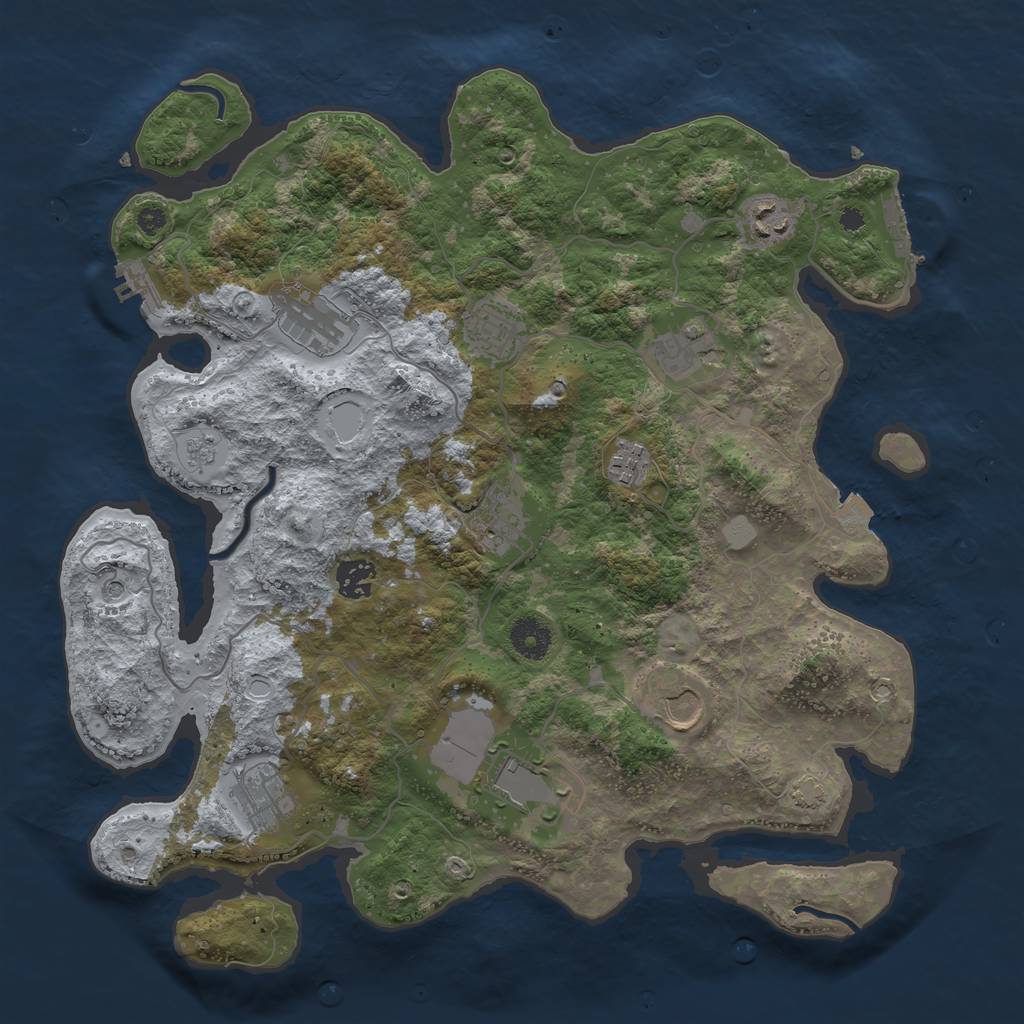 Rust Map: Procedural Map, Size: 3750, Seed: 649687, 18 Monuments