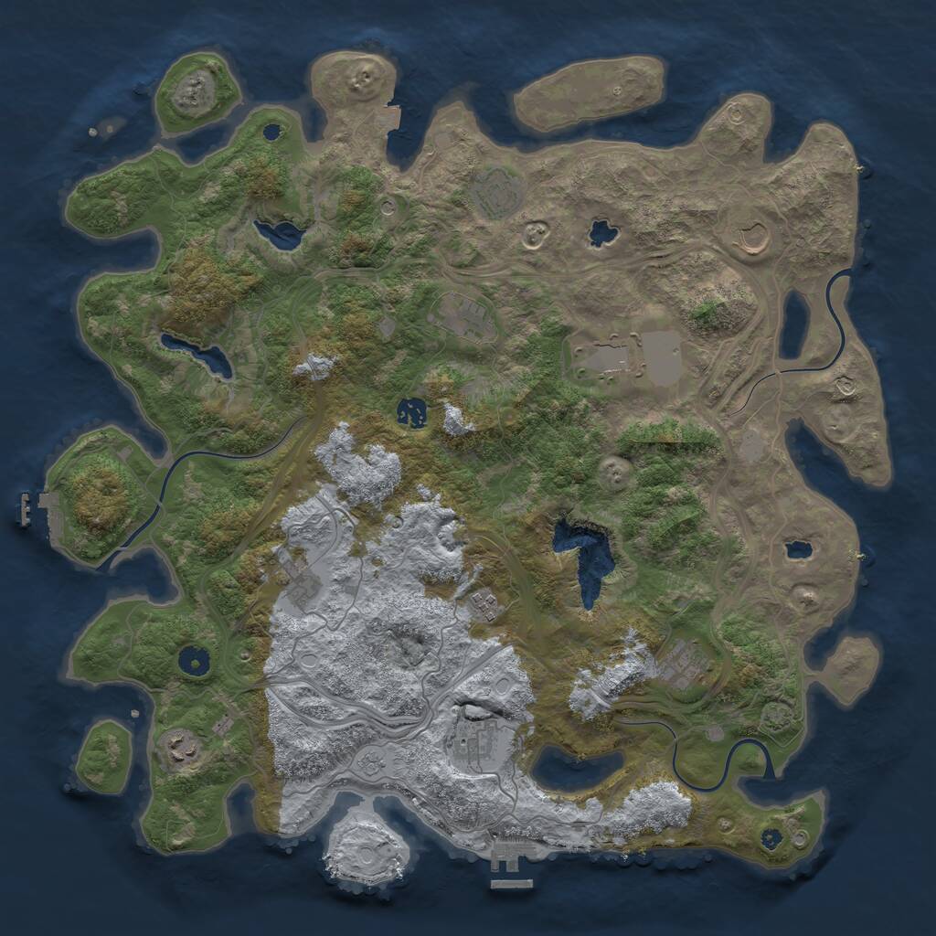 Rust Map: Procedural Map, Size: 4500, Seed: 8713, 16 Monuments