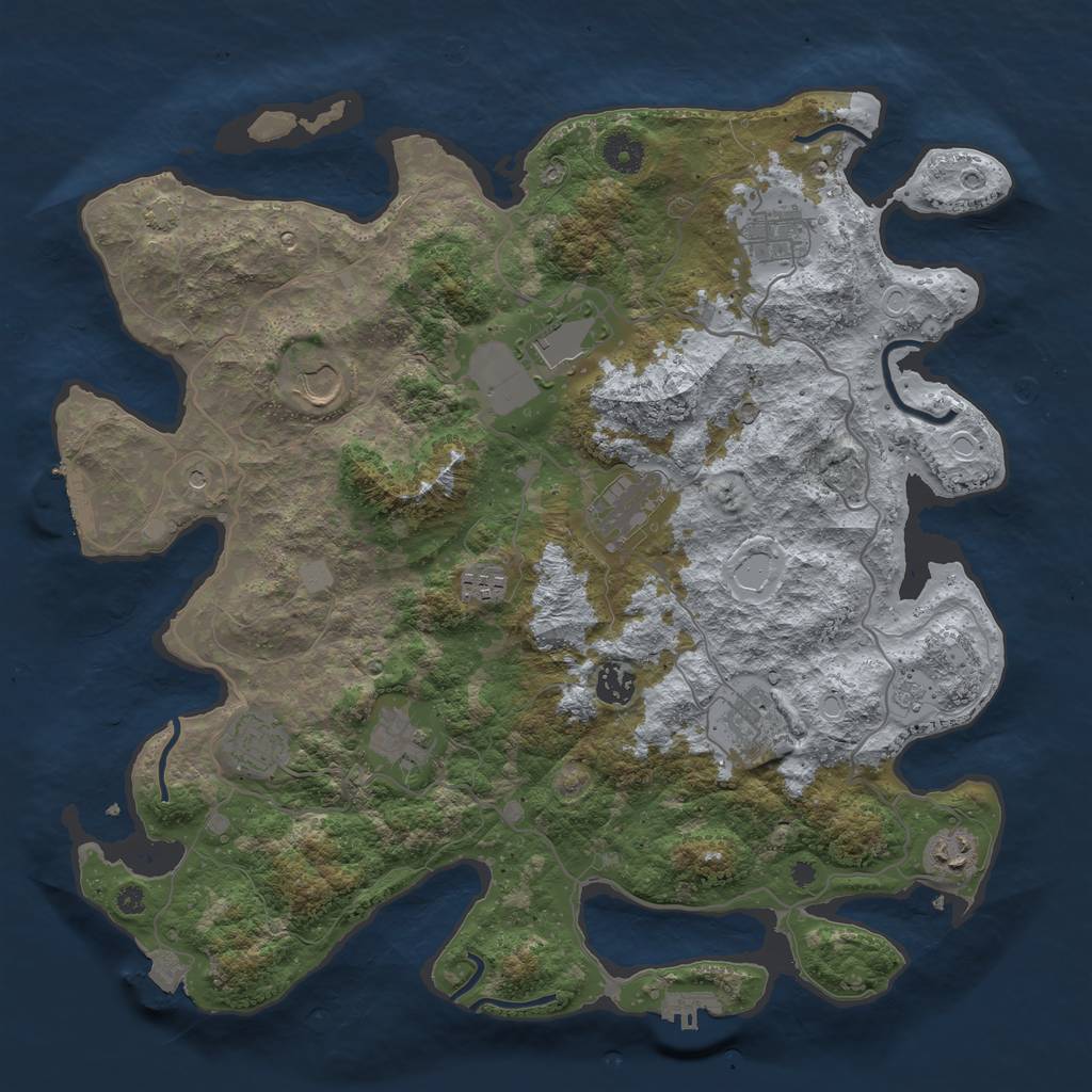 Rust Map: Procedural Map, Size: 4000, Seed: 720483140, 18 Monuments