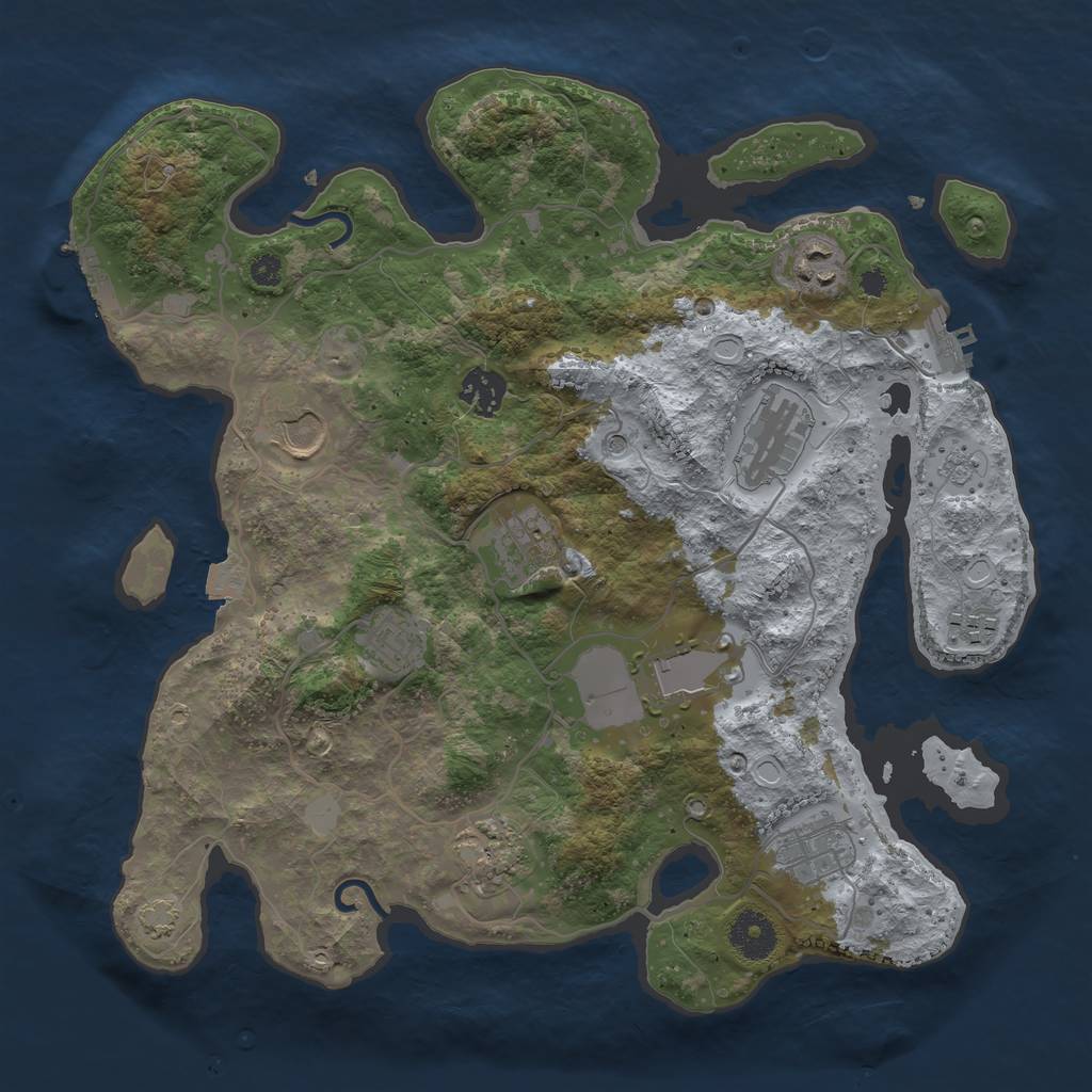 Rust Map: Procedural Map, Size: 3500, Seed: 1000229886, 18 Monuments