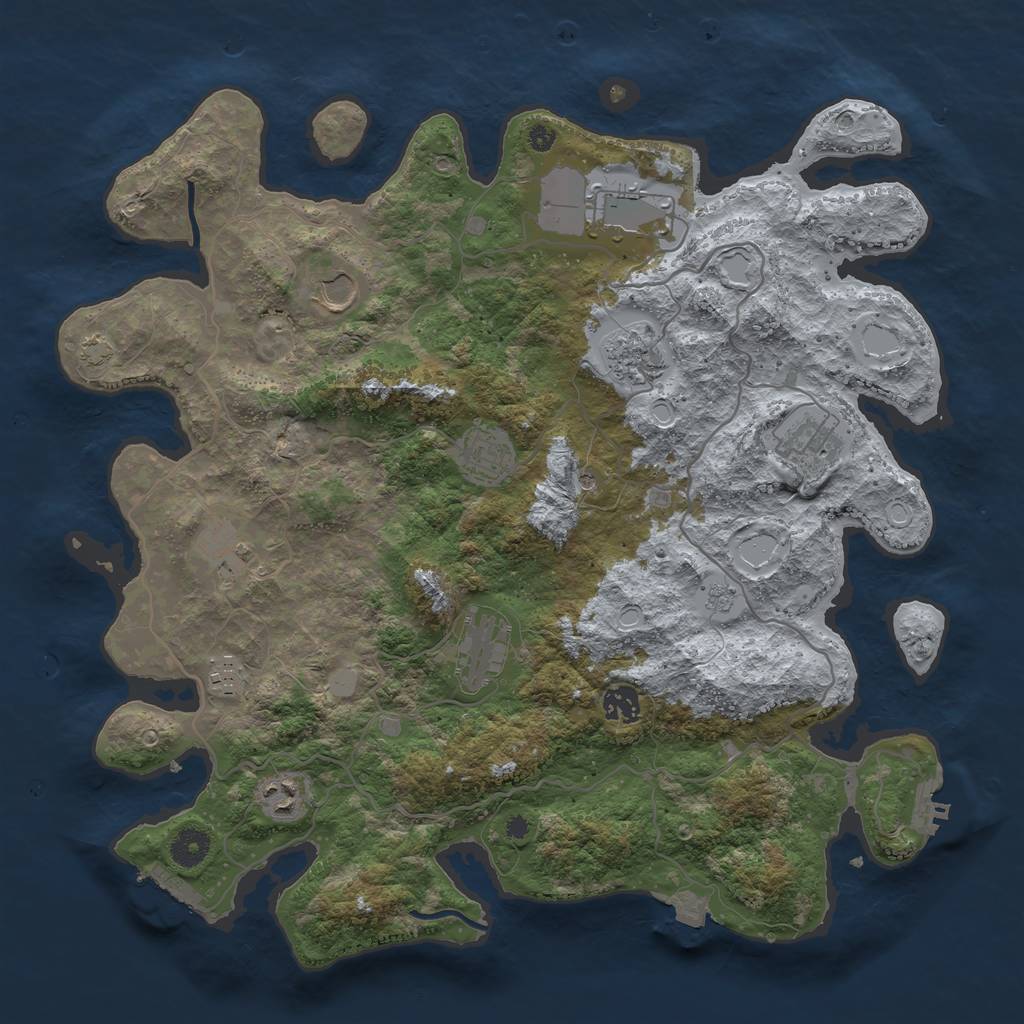 Rust Map: Procedural Map, Size: 4000, Seed: 76581964, 18 Monuments