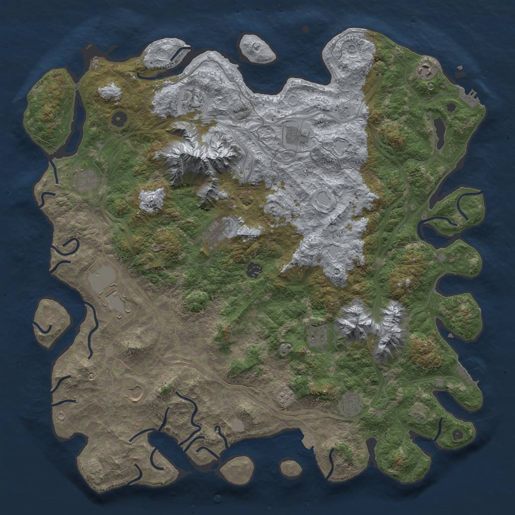 Rust Map: Procedural Map, Size: 5000, Seed: 5842, 19 Monuments