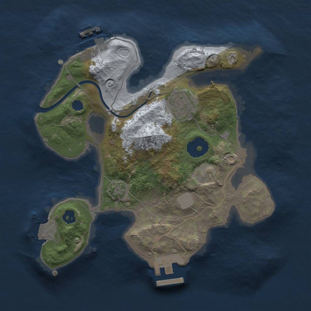 Rust Map: Procedural Map, Size: 2300, Seed: 1094965312, 5 Monuments