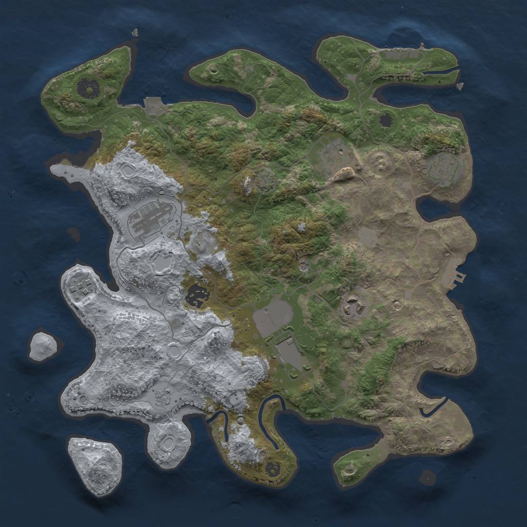 Rust Map: Procedural Map, Size: 3500, Seed: 1489081380, 15 Monuments