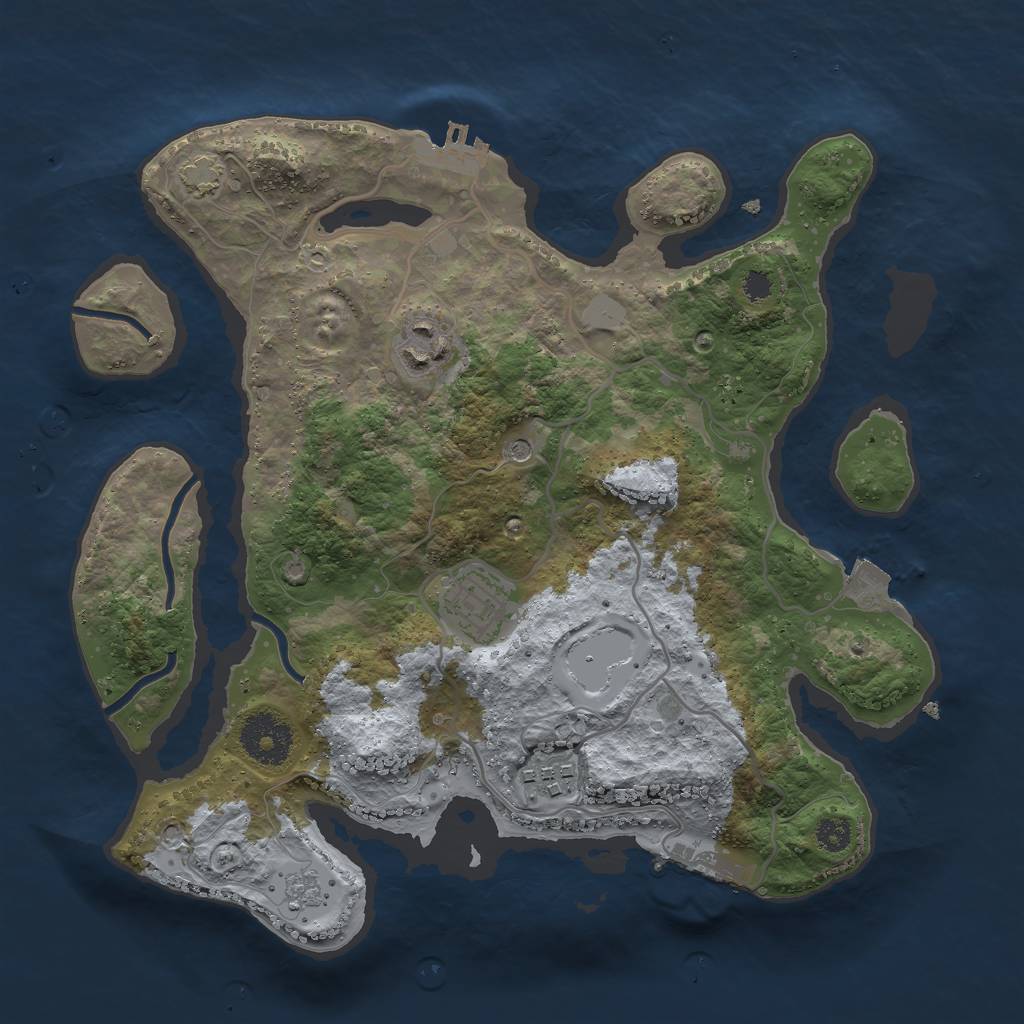 Rust Map: Procedural Map, Size: 3000, Seed: 998766434, 11 Monuments