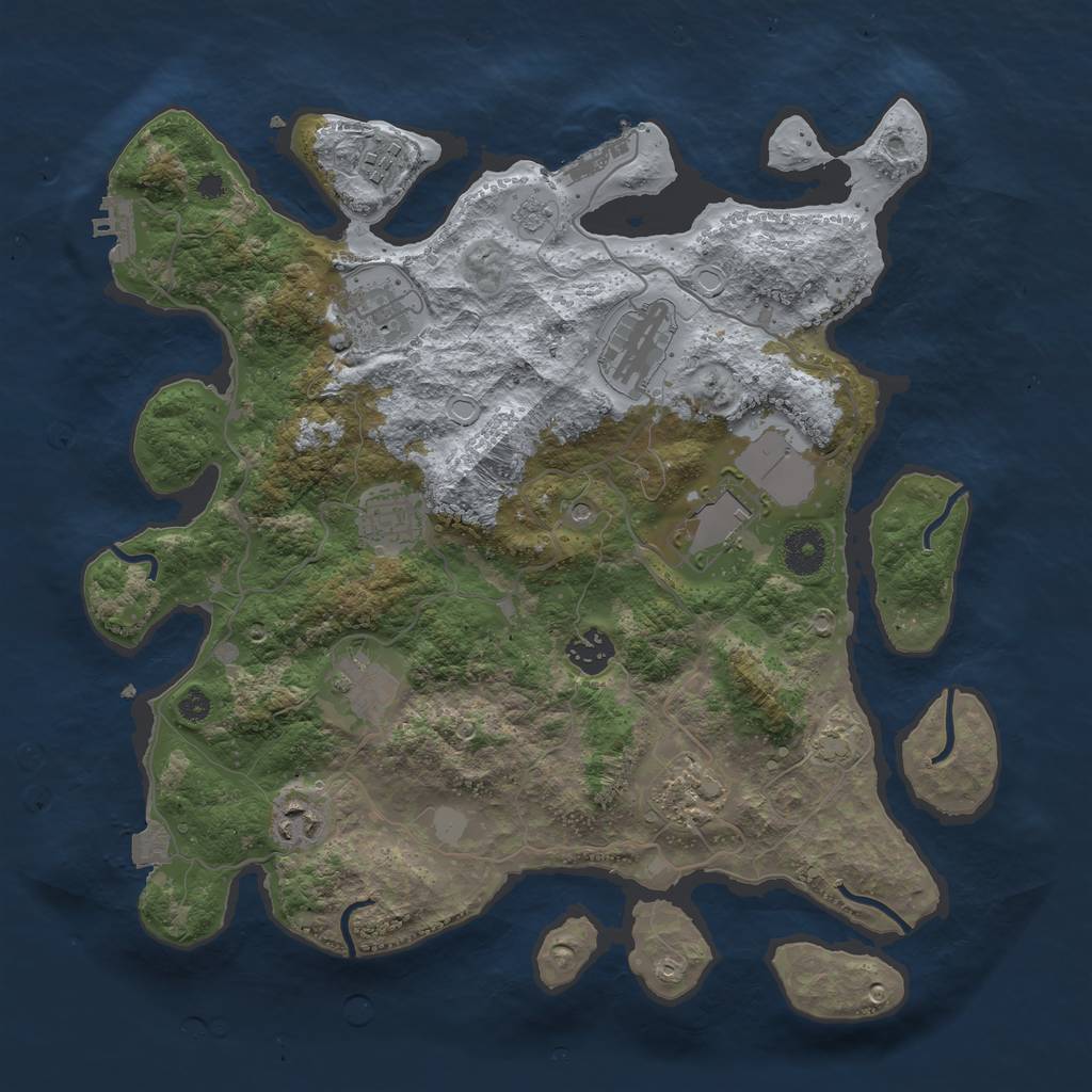 Rust Map: Procedural Map, Size: 3650, Seed: 660336430, 17 Monuments