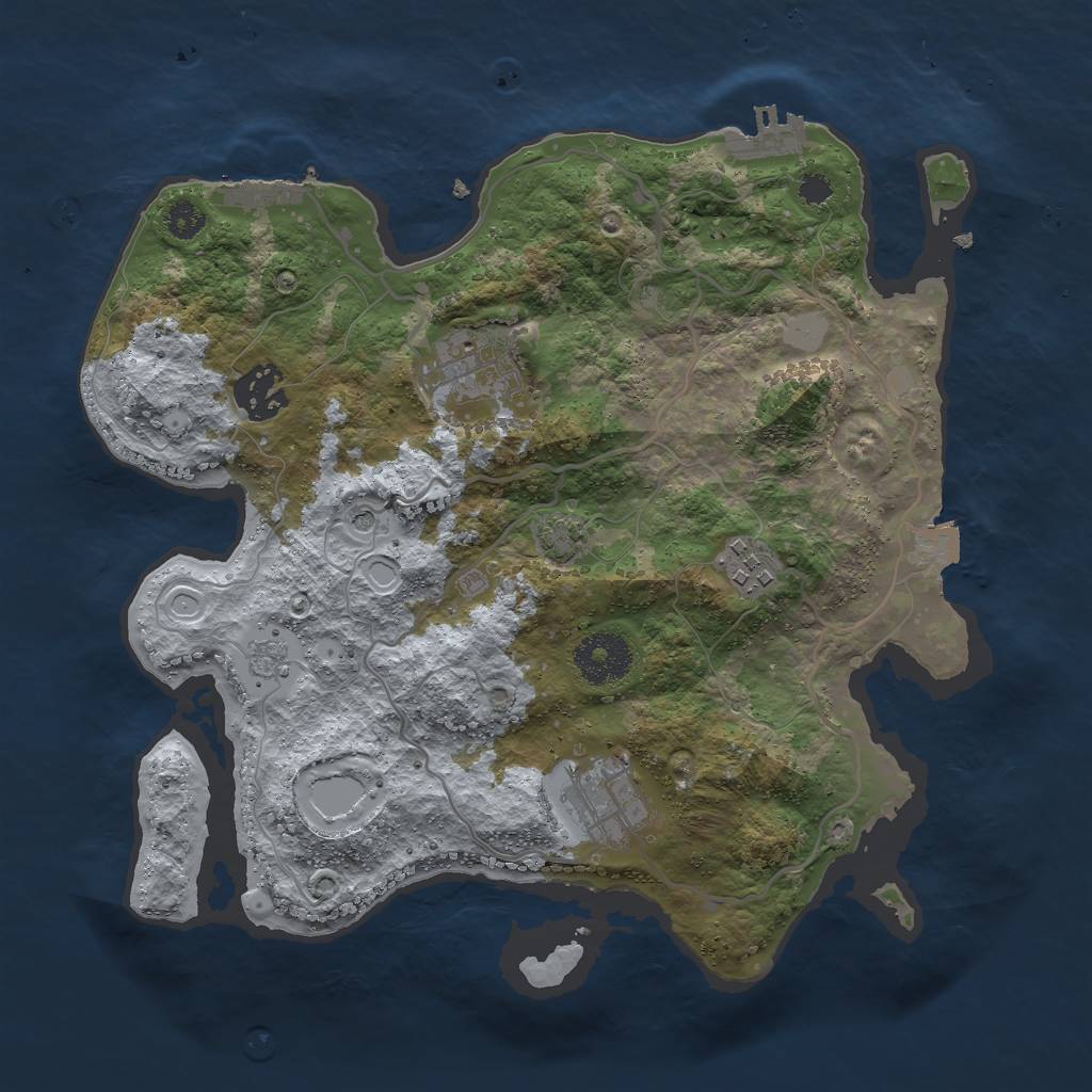 Rust Map: Procedural Map, Size: 3000, Seed: 16484, 12 Monuments