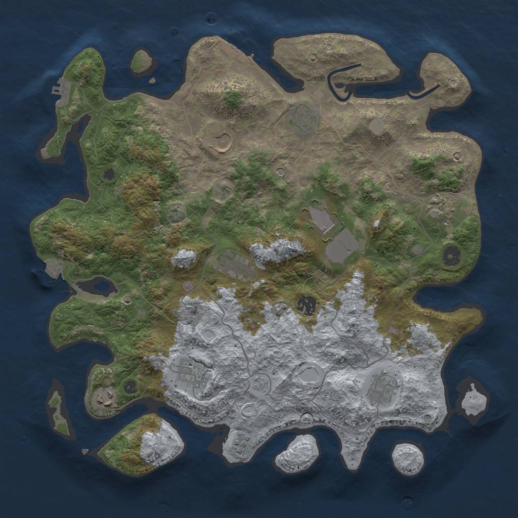 Rust Map: Procedural Map, Size: 4000, Seed: 442024, 18 Monuments