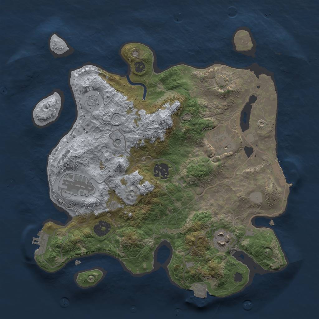 Rust Map: Procedural Map, Size: 3000, Seed: 499466139, 12 Monuments