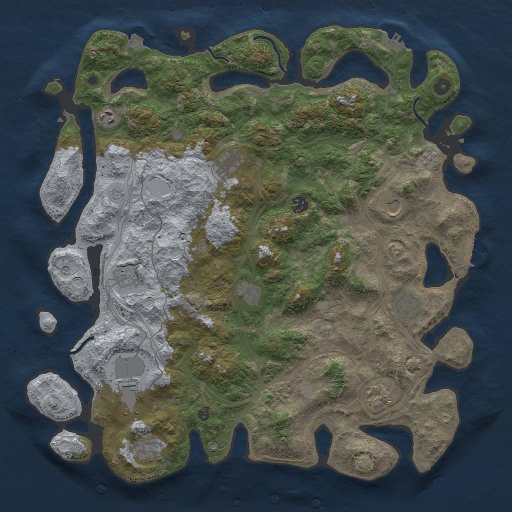 Rust Map: Procedural Map, Size: 4567, Seed: 12345, 19 Monuments