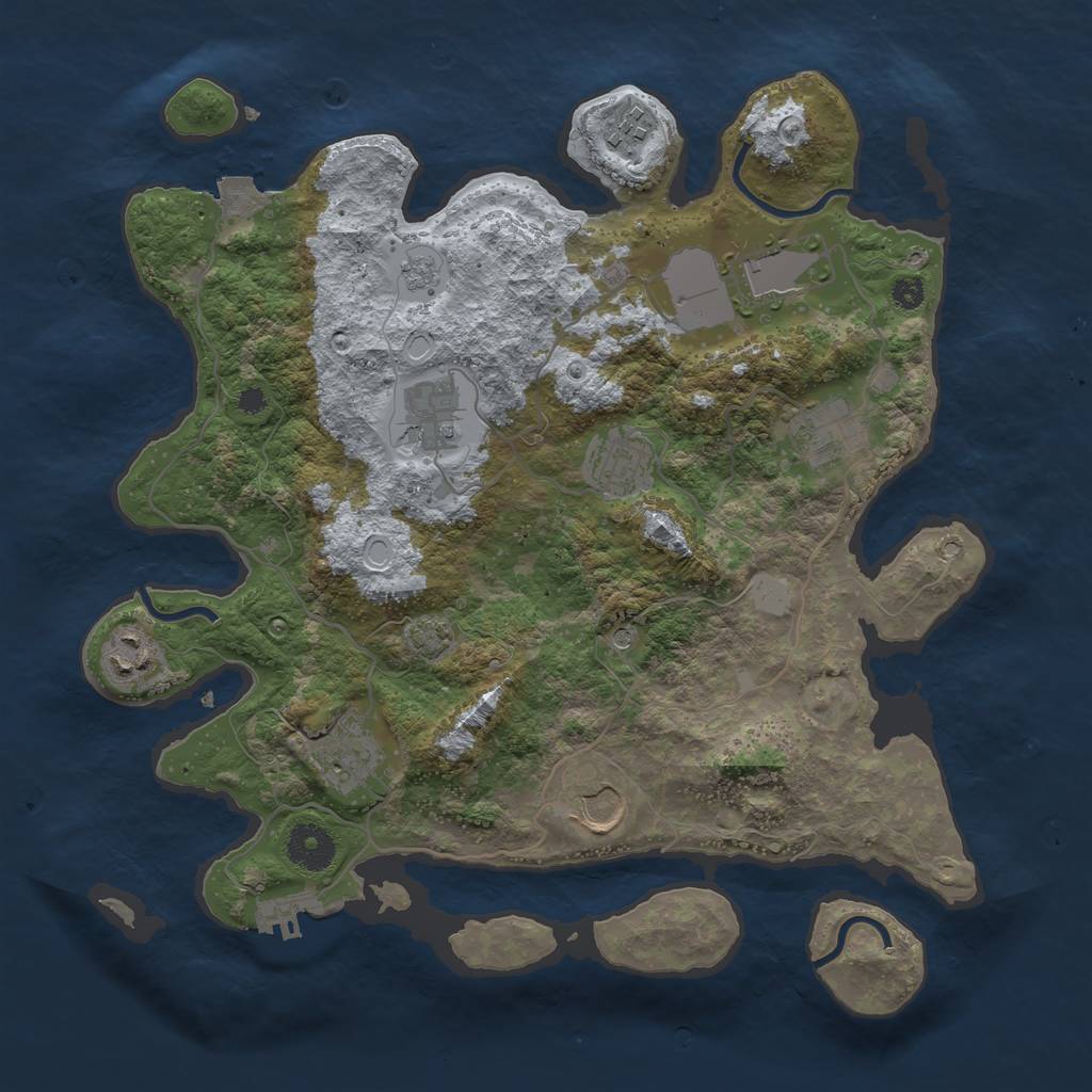 Rust Map: Procedural Map, Size: 3500, Seed: 923559043, 15 Monuments