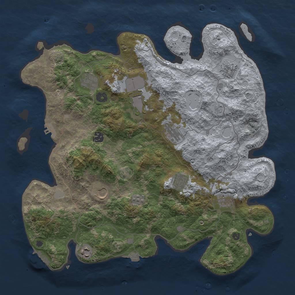 Rust Map: Procedural Map, Size: 4000, Seed: 575949006, 18 Monuments