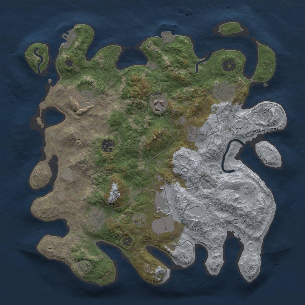 Rust Map: Procedural Map, Size: 3500, Seed: 1416895, 14 Monuments