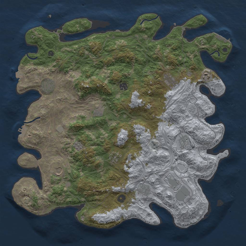 Rust Map: Procedural Map, Size: 4500, Seed: 1761330680, 19 Monuments