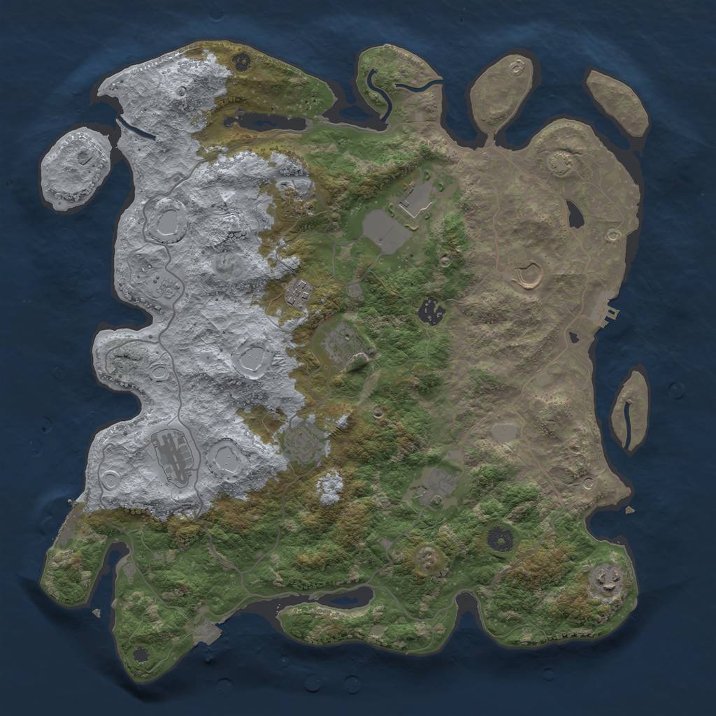 Rust Map: Procedural Map, Size: 4096, Seed: 1272207451, 18 Monuments