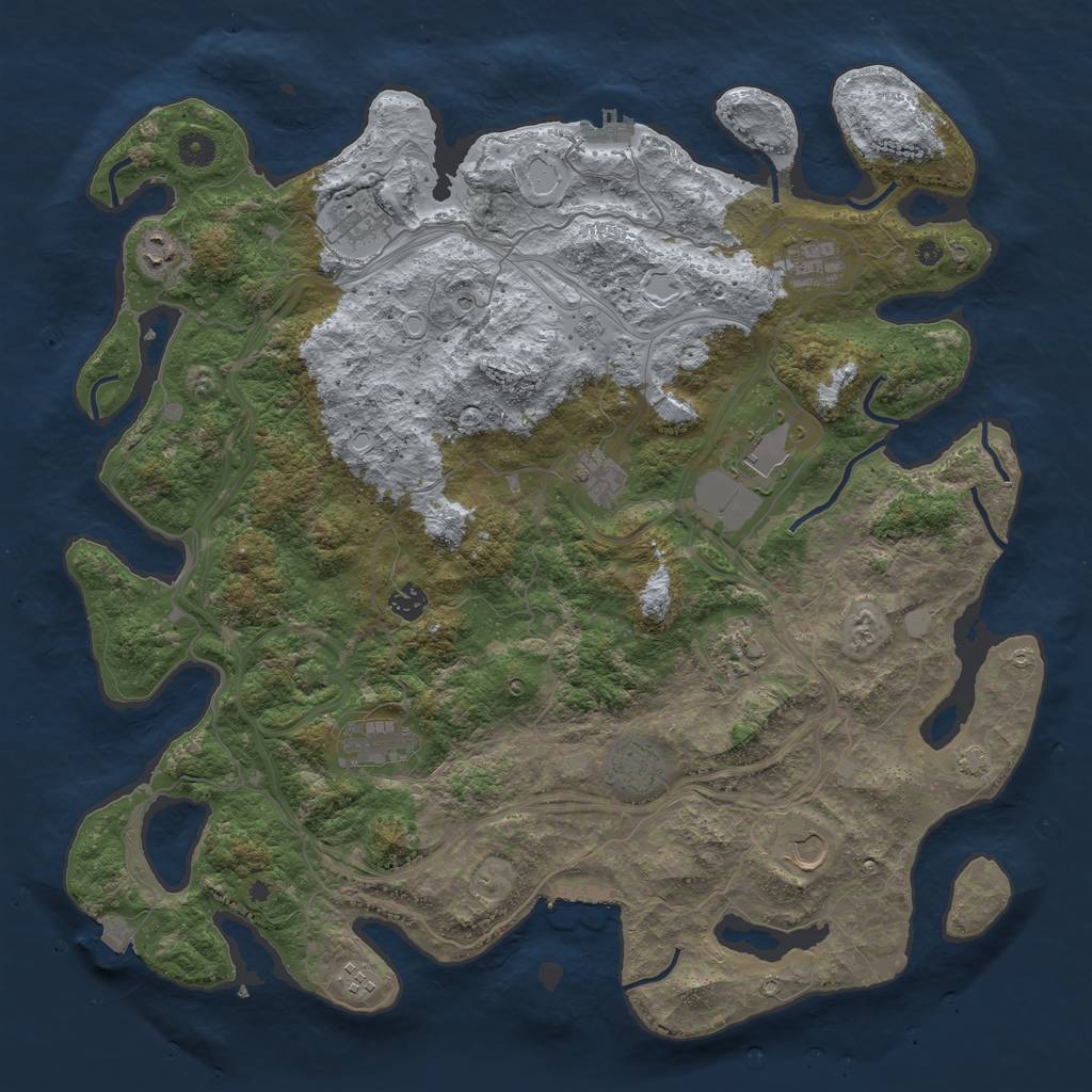 Rust Map: Procedural Map, Size: 4500, Seed: 1157153383, 19 Monuments
