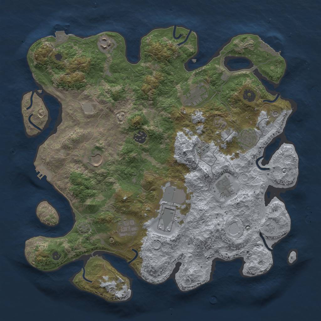 Rust Map: Procedural Map, Size: 3800, Seed: 39112247, 17 Monuments