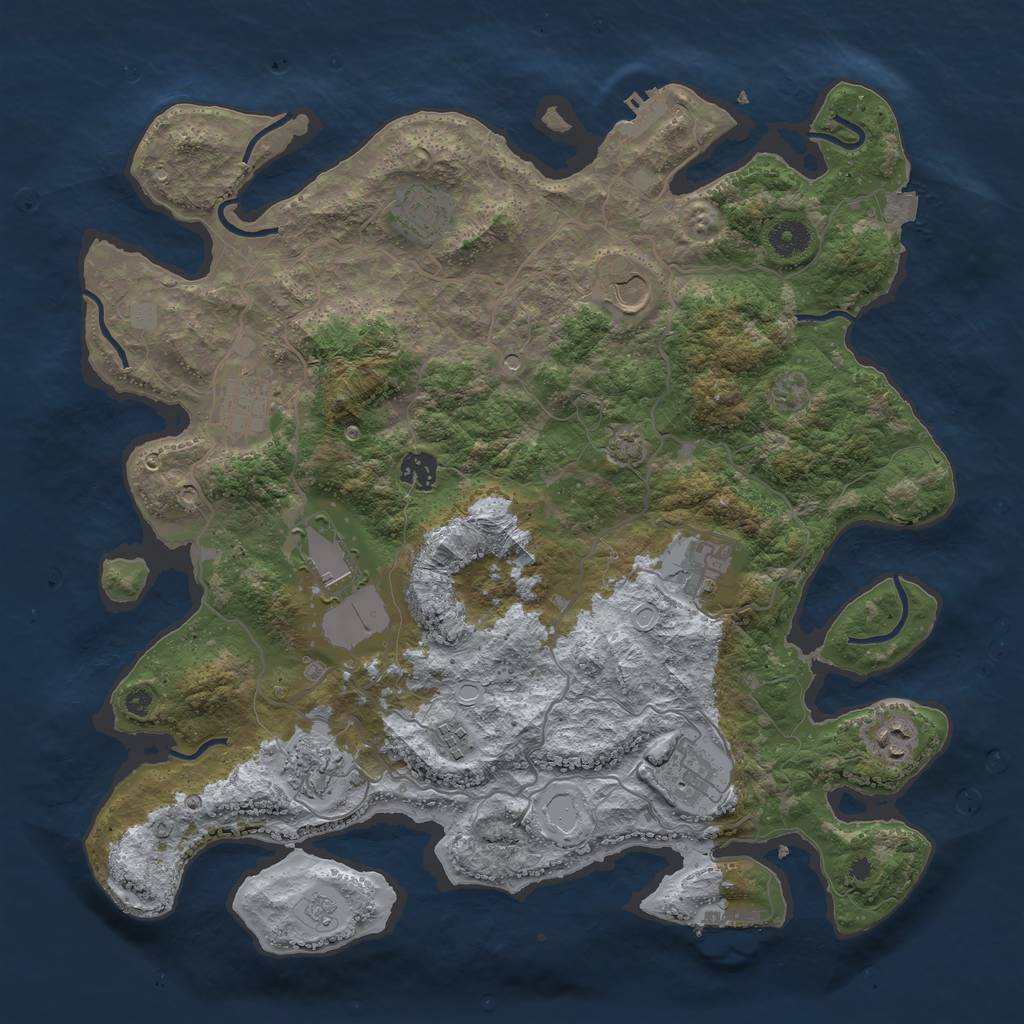 Rust Map: Procedural Map, Size: 4000, Seed: 65789489, 18 Monuments