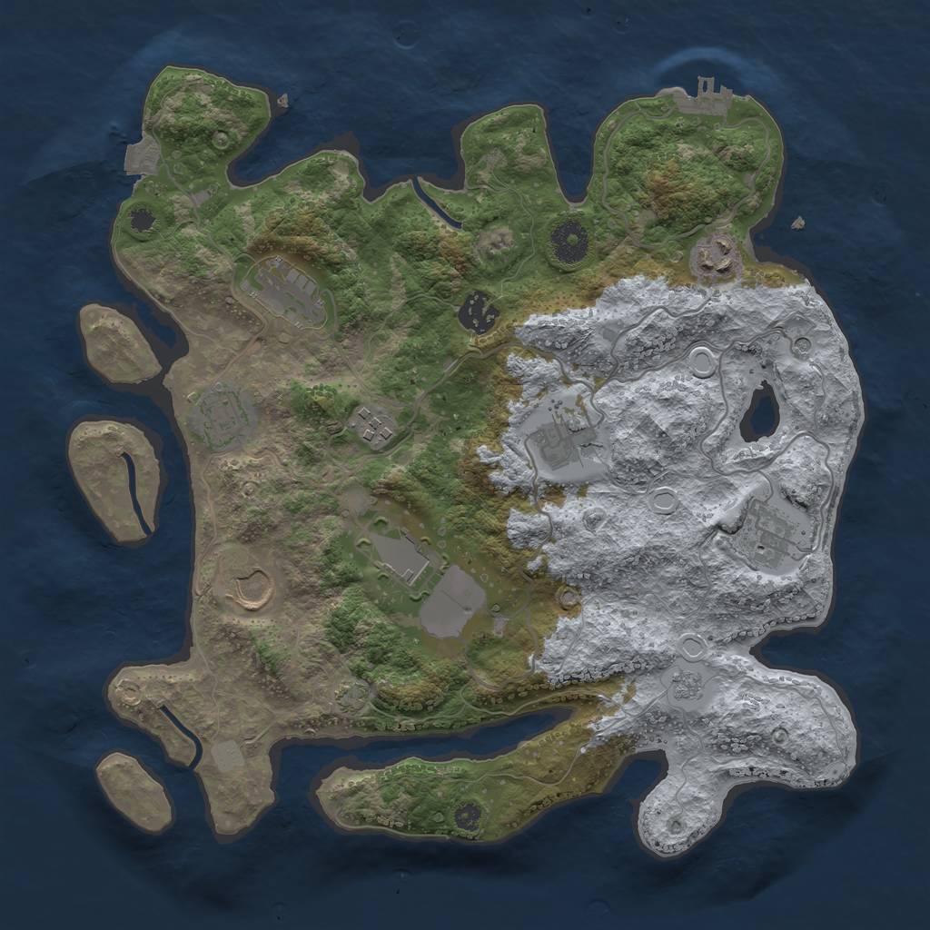 Rust Map: Procedural Map, Size: 3500, Seed: 8237917, 16 Monuments