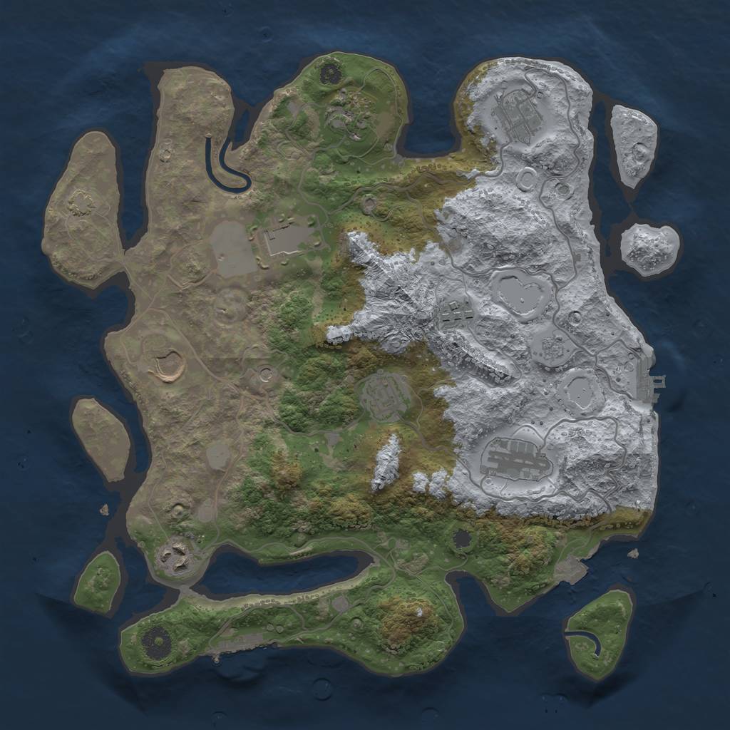 Rust Map: Procedural Map, Size: 3500, Seed: 1189419581, 16 Monuments