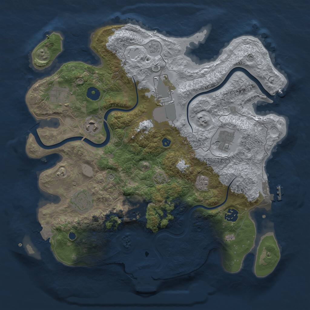 Rust Map: Procedural Map, Size: 3500, Seed: 16789, 14 Monuments