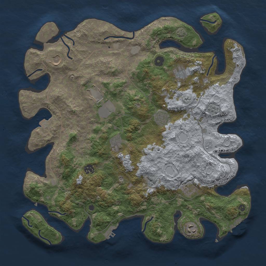 Rust Map: Procedural Map, Size: 4000, Seed: 228342069, 17 Monuments