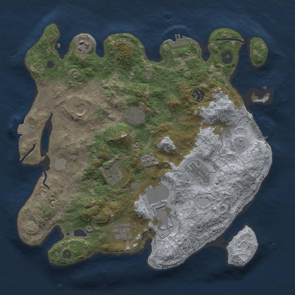 Rust Map: Procedural Map, Size: 3500, Seed: 649808244, 16 Monuments