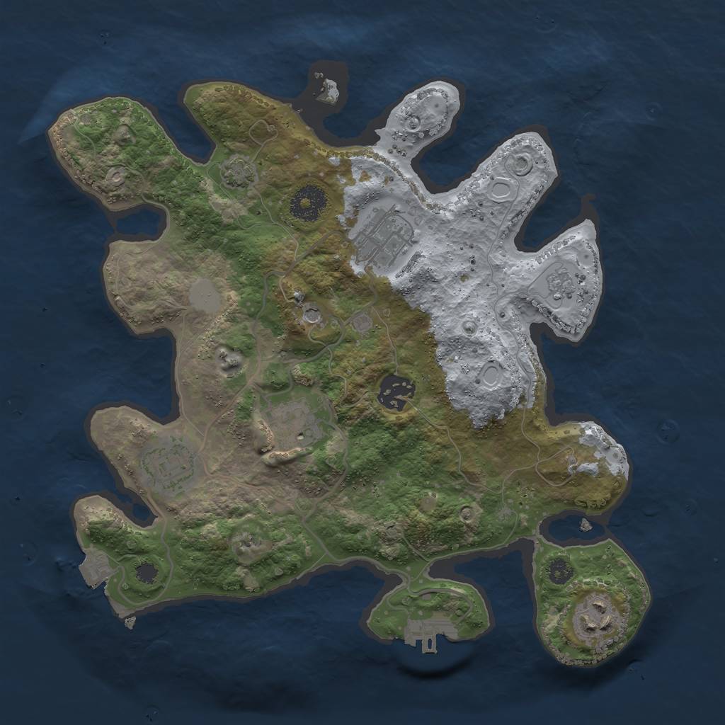 Rust Map: Procedural Map, Size: 3000, Seed: 484307872, 12 Monuments