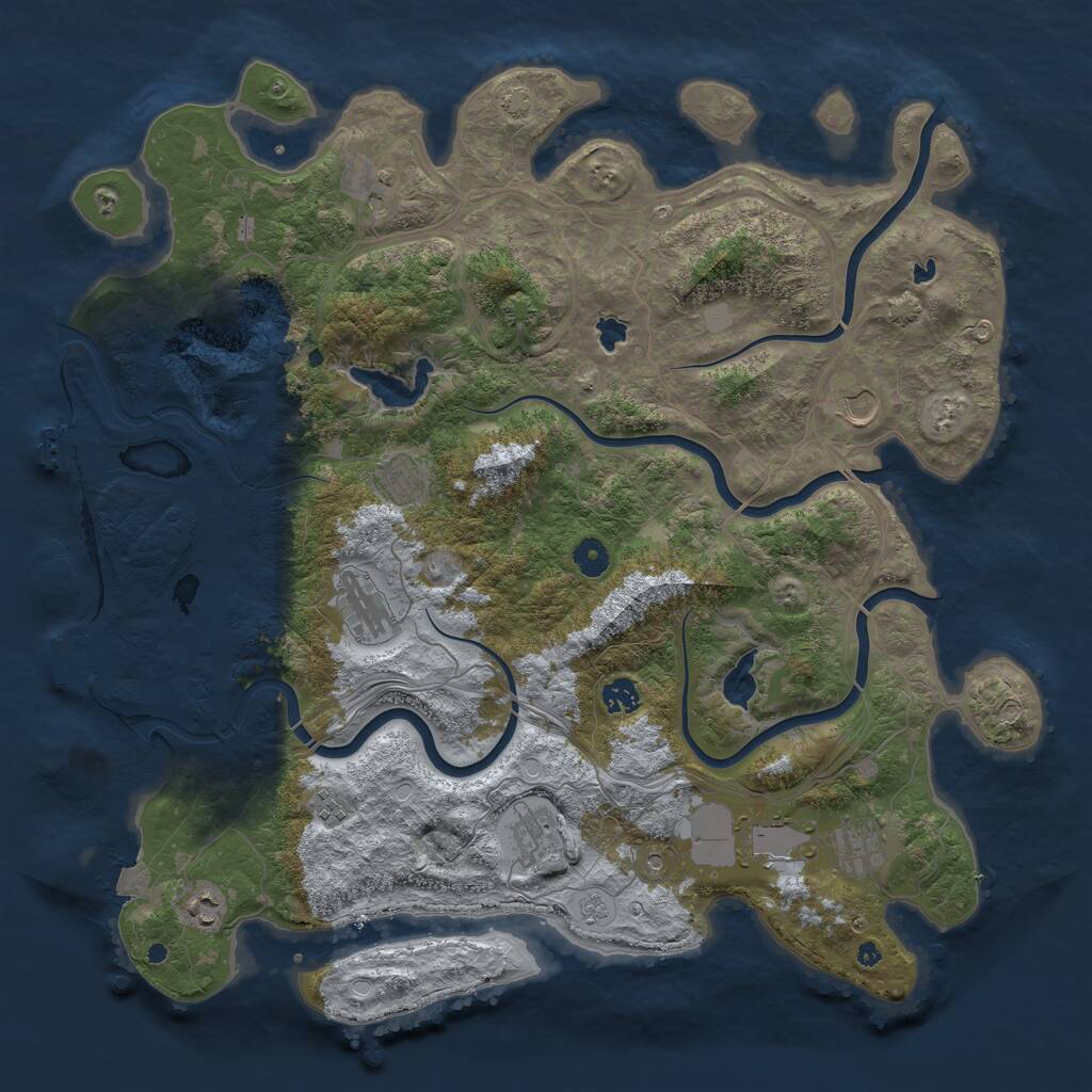 Rust Map: Procedural Map, Size: 4500, Seed: 34737373, 16 Monuments