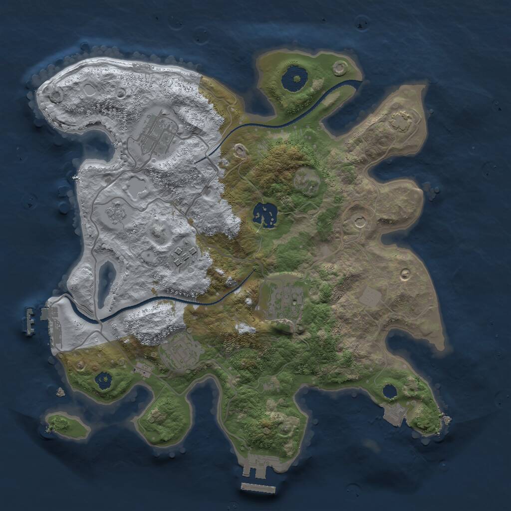 Rust Map: Procedural Map, Size: 3000, Seed: 2141284991, 11 Monuments