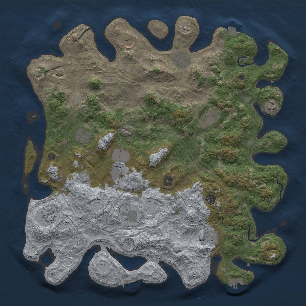 Rust Map: Procedural Map, Size: 4500, Seed: 3656546, 19 Monuments