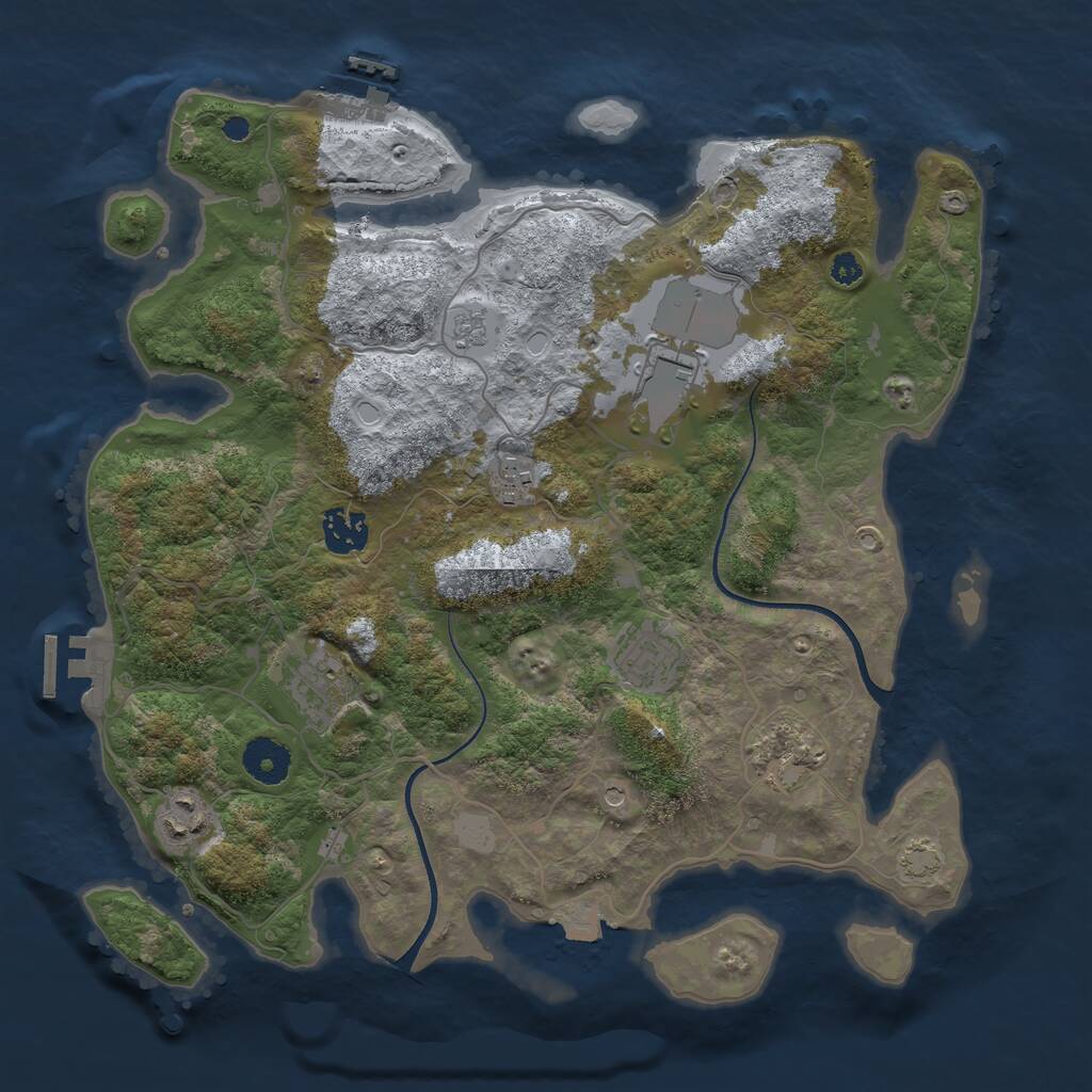 Rust Map: Procedural Map, Size: 3500, Seed: 732200986, 13 Monuments