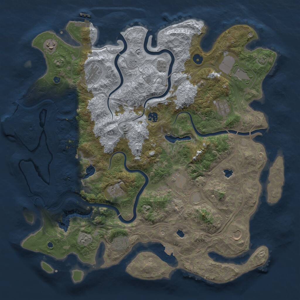 Rust Map: Procedural Map, Size: 4500, Seed: 1092127275, 16 Monuments