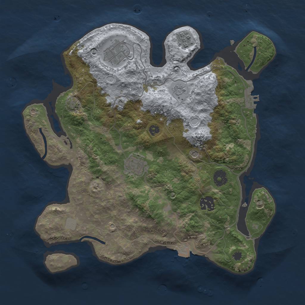 Rust Map: Procedural Map, Size: 3000, Seed: 261877399, 11 Monuments