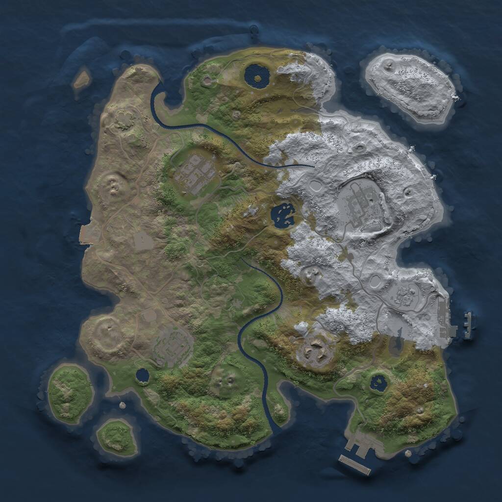 Rust Map: Procedural Map, Size: 3000, Seed: 3107945, 10 Monuments