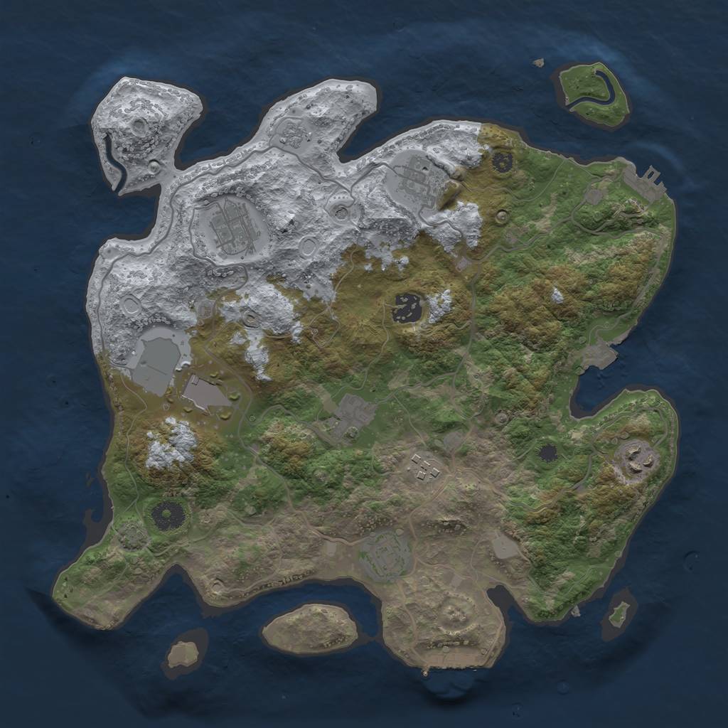 Rust Map: Procedural Map, Size: 3500, Seed: 38802, 16 Monuments