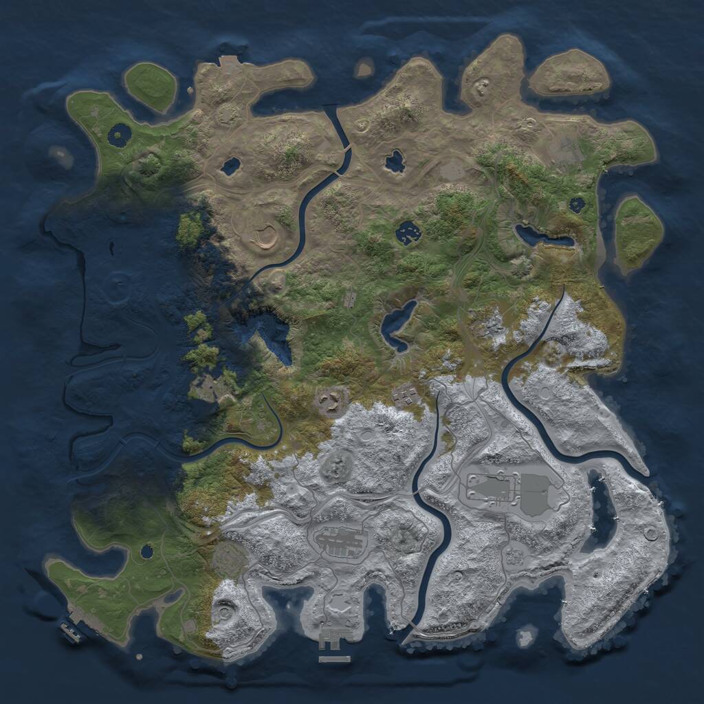 Rust Map: Procedural Map, Size: 4500, Seed: 54575, 16 Monuments
