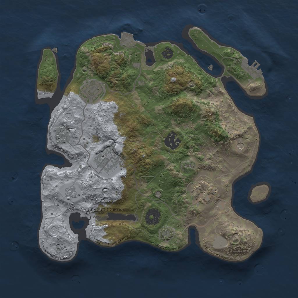 Rust Map: Procedural Map, Size: 2800, Seed: 257519921, 12 Monuments