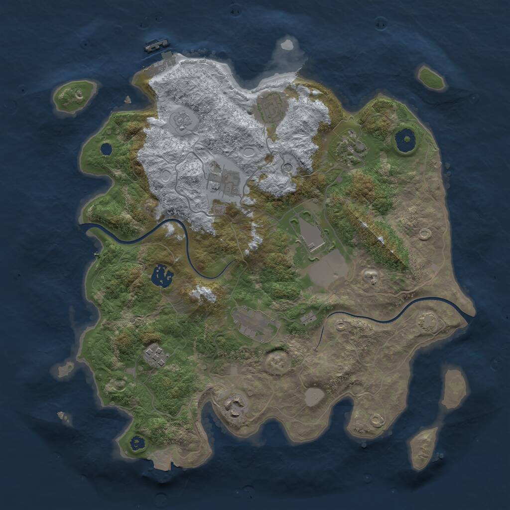 Rust Map: Procedural Map, Size: 3500, Seed: 603686276, 13 Monuments