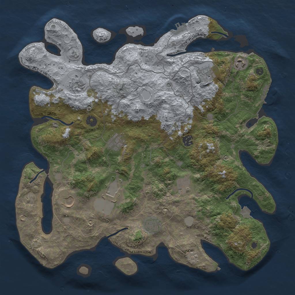 Rust Map: Procedural Map, Size: 4000, Seed: 258416972, 18 Monuments