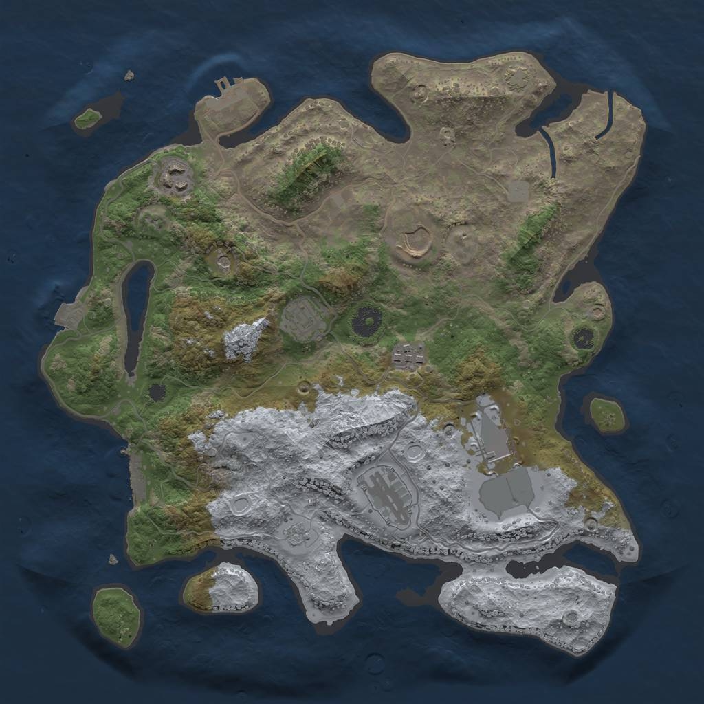 Rust Map: Procedural Map, Size: 3500, Seed: 634359929, 14 Monuments