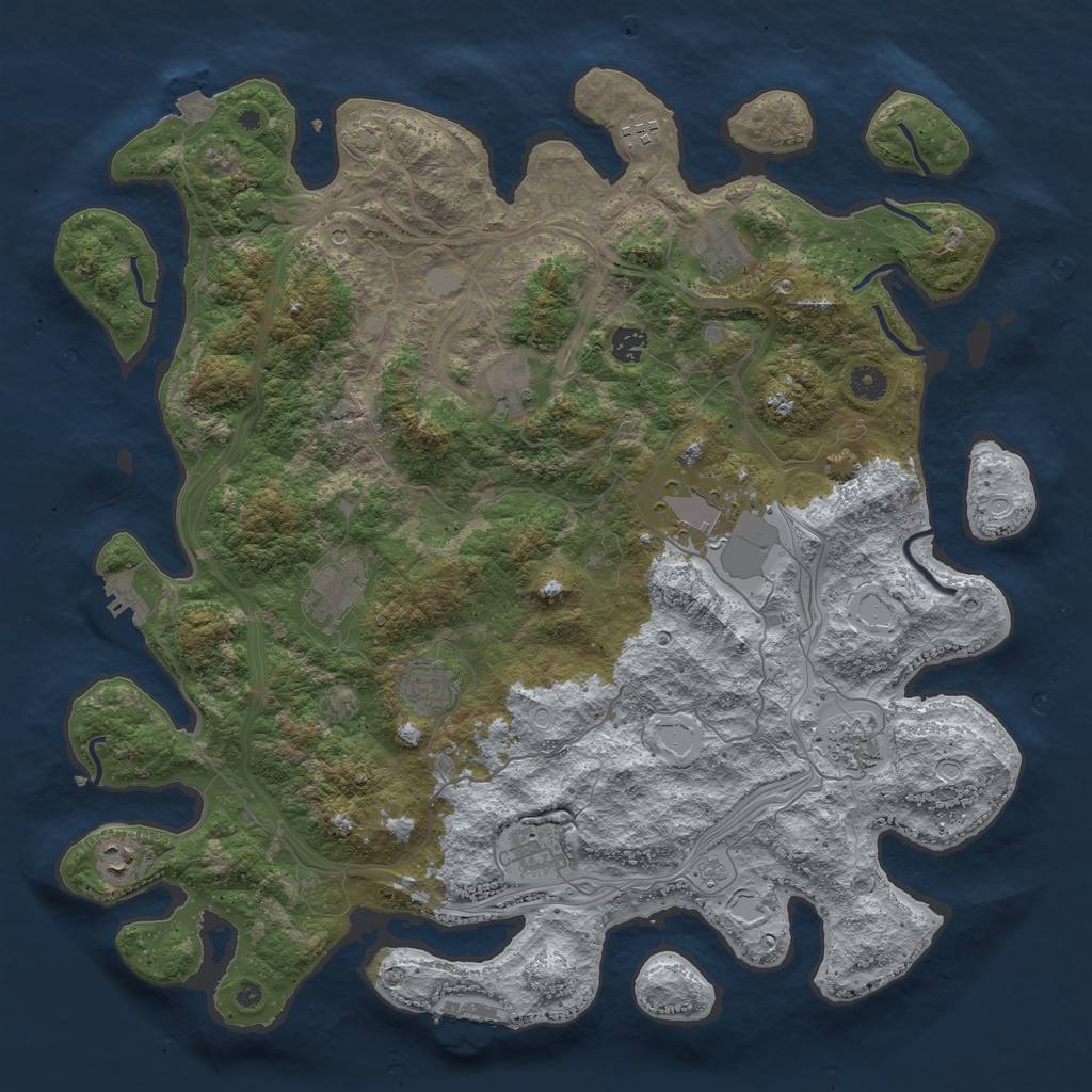 Rust Map: Procedural Map, Size: 4500, Seed: 1925604669, 18 Monuments
