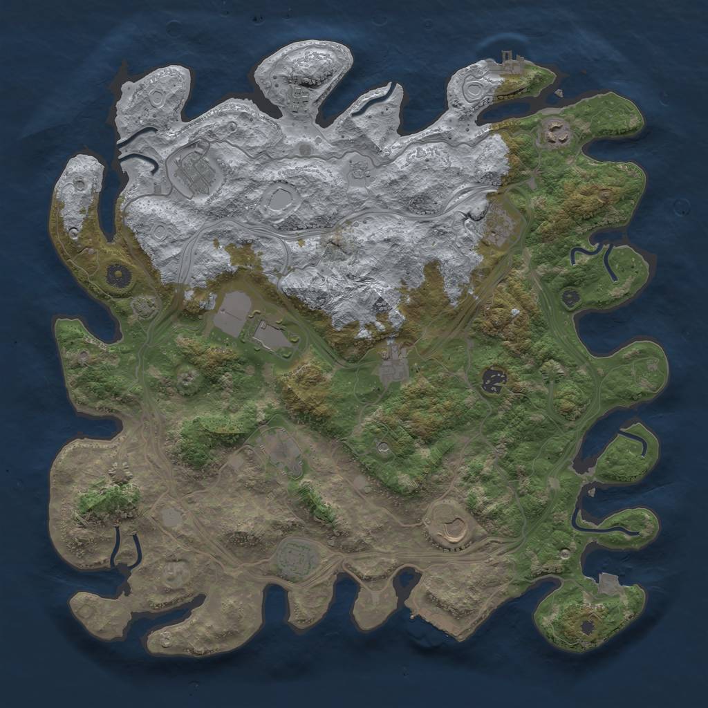 Rust Map: Procedural Map, Size: 4250, Seed: 1262371801, 18 Monuments