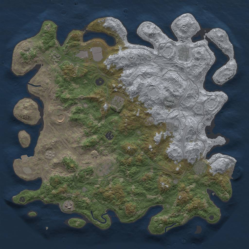 Rust Map: Procedural Map, Size: 4500, Seed: 19852024, 18 Monuments
