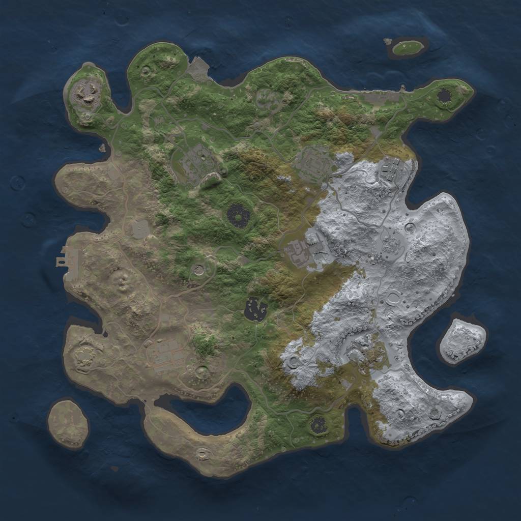 Rust Map: Procedural Map, Size: 3300, Seed: 1576126995, 16 Monuments