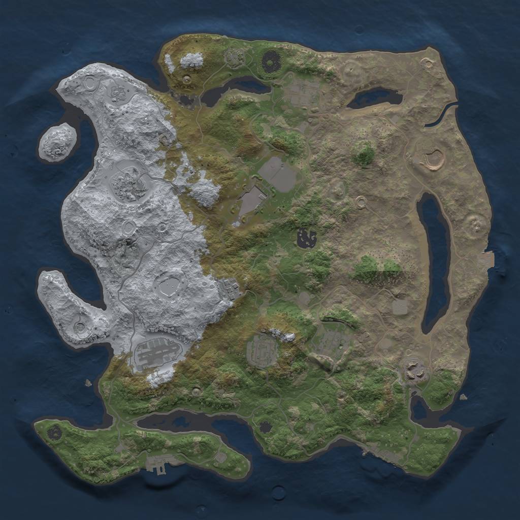 Rust Map: Procedural Map, Size: 3691, Seed: 1441133105, 18 Monuments