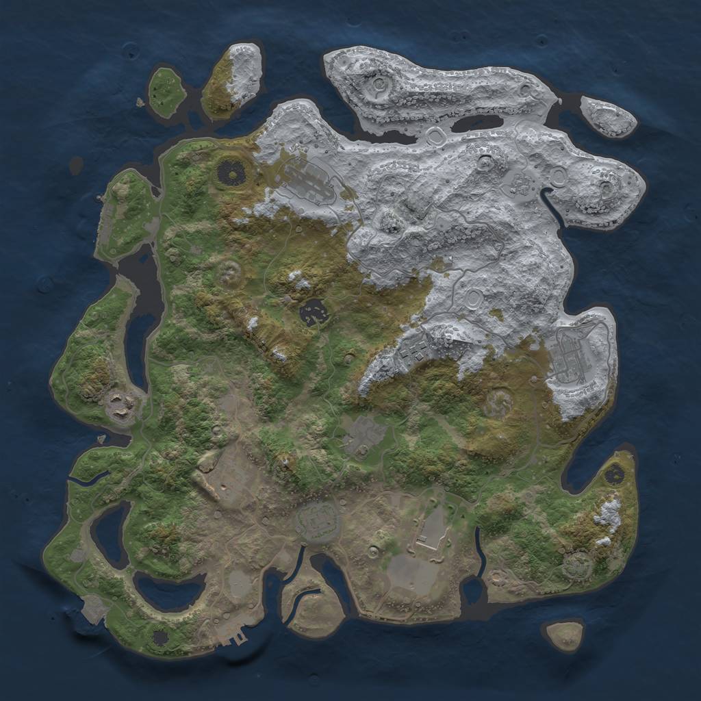 Rust Map: Procedural Map, Size: 3800, Seed: 454645, 17 Monuments