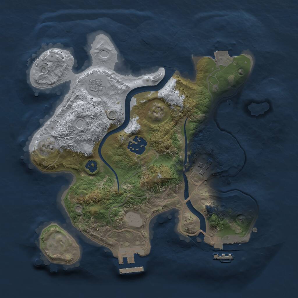 Rust Map: Procedural Map, Size: 2500, Seed: 2593, 6 Monuments